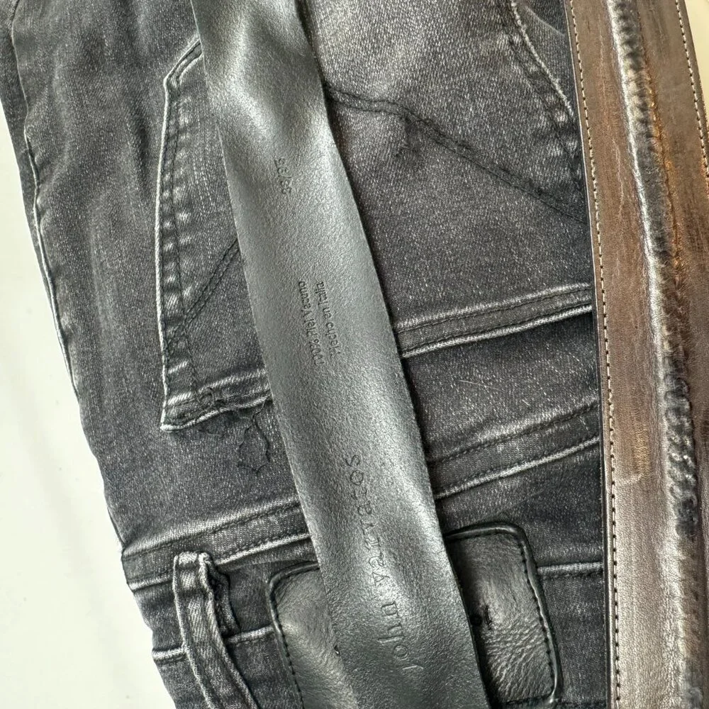 JOHN VARVATOS *MADE IN ENGLAND* Feather Buckle Belt in BLACK sz.38 - Picture 3 of 5